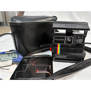 Vintage Polaroid Camera Spirit One Step 600 Land Instant Rainbow Stripe Case